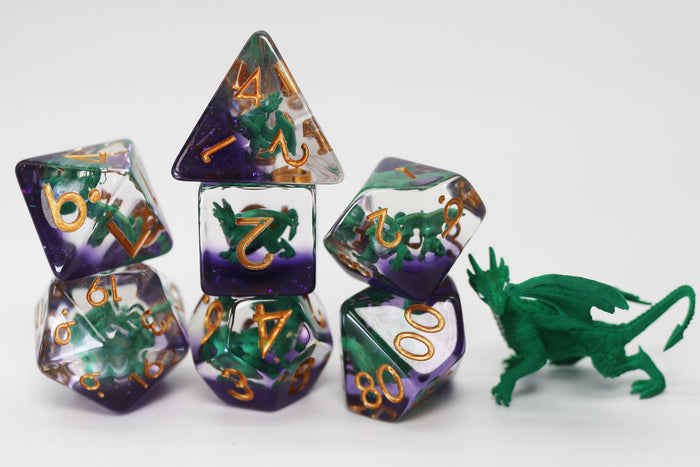 Young Green Dragon RPG Dice Set Plastic Dice Foam Brain Games