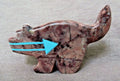 Zuni Gorgeous Rhodochrosite Bobcat w Heartlnes Fetish by Bernard Laiwakete C2844 Two Ponies Trading